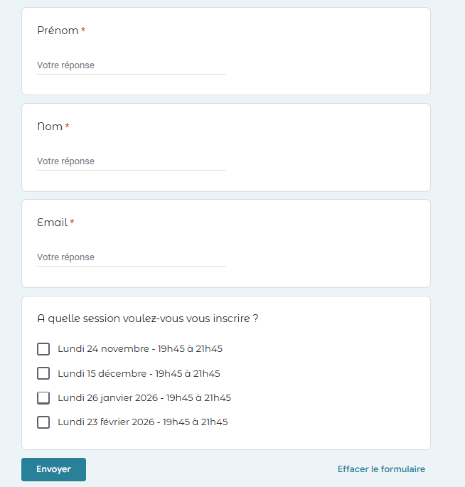 L'interface d'inscription pour vos utilisateurs.